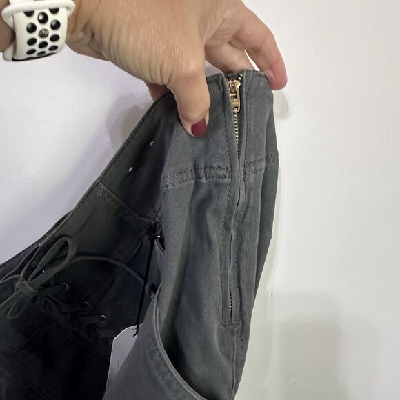 Express Womens Pants Legging High Rise 16 Long Tall Gray Lace‎ Up Side Zip NEW - Picture 7 of 9